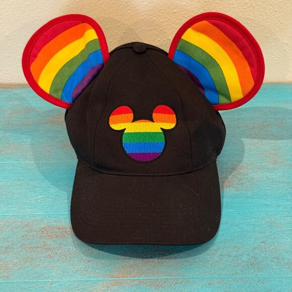 NWT Disneyland Paris Rainbow Pride Mouse Ears Hat OS Black **RARE** - Picture 1 of 7